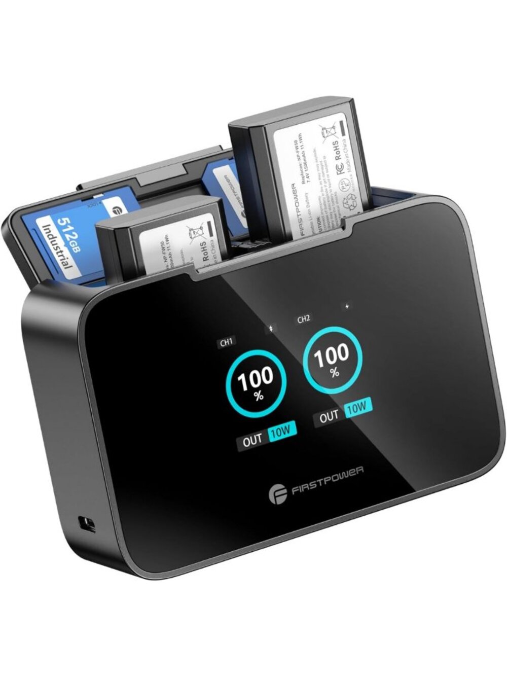 FirstPower NP-FW50 Battery 2-Pack and 20W Fast Dual LCD Charger for Sony